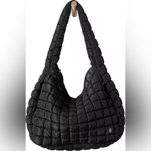 4221. FREE PEOPLE Quilted Carryall Bag in Black NWT $78